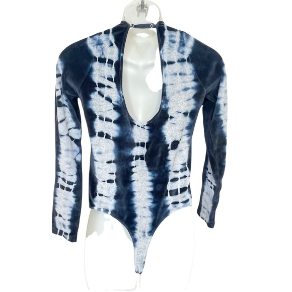 All Saints Raffi Velvet Teddy Bodysuit in Ink Blue & Grey Marl 8 NWT - Picture 5 of 12